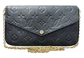 A Staple: Louis Vuitton Empreinte Pochette Felicie Chain Wallet in Black