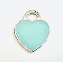 Tiffany & Co "Please Return To Tiffany Silver Blue Enamel Heart Pendant"