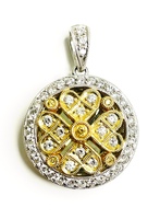  Stunning 18KT Two Tone Gold Diamond Locket Pendant