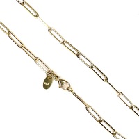  Stylish 18K Yellow Gold Paperclip Chain 16"