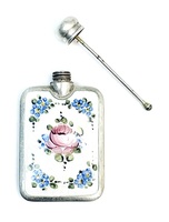 Floral Art Deco Sterling Silver Guilloche Enameled Purse Perfume 