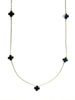  Lucky Charm: 14KT Yellow Gold Black Clover Necklace