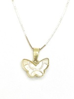  Enchanted: 18KT Yellow Gold Necklace with Opalescent Stone Butterfly Pendant