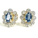  Elegant 14KT Yellow Gold Synthetic Sapphire Diamond .15 ctw Earrings