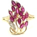  Majestic 14KT Yellow Gold Red Stone and Diamond Ring