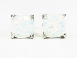 Eye-catching 10KT White Gold Opal Earrings