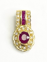 Look Like a Royalty: 18KT Yellow Gold Ruby & Diamond Pendant