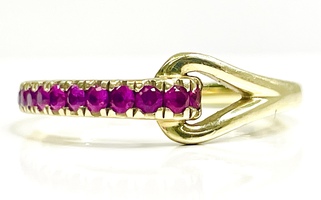  Unique Take on a Classic: 10KT Yellow Gold Ruby Ring