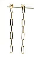  Modern Elegance: 18KT Yellow Gold Chain Drop Earrings