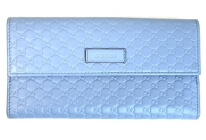 Gucci Long Wallet Sky Blue Micro Gucci Tri-fold a587