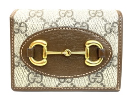 Gucci Horsebit 1955 Card Case Wallet GG Supreme Brown