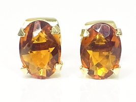  Stunning 18K Yellow Gold Oval Citrine Earrings