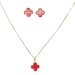  Alluring 18K Yellow Gold Burnt Orange Clover Set 17"