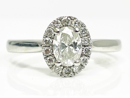  Refined Luxury: 14K White Gold Diamond 1.215 ctw Ring Size 6.5