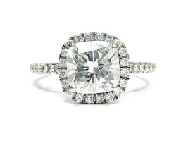  Elegant 14K White Gold Diamond 2.28 ctw Ring (Lab Grown Cushion)
