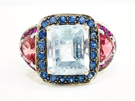 Vibrant Style: 18K White Gold Gemstones .015 ctw Ring