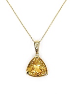  Alluring 14K Yellow Gold Necklace with Citrine Pendant 16.5"