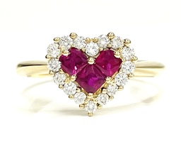  Enchanting 14K Yellow Gold Ruby Ring with Natural Diamonds .45 ctw Size 7