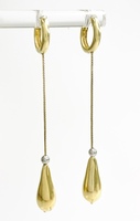  Classic Elegance: 14K Two-Tone Gold Teardrop Dangle Earrings