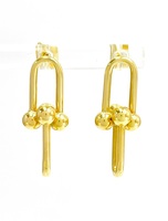 Modern 18K Yellow Gold Chain Link Earrings