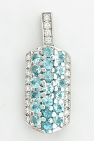  Elegant 18K White Gold Natural Diamond .16 ctw Blue Topaz Pendant