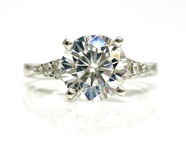  Ethereal 18K White Gold 2.0 ctw Moissanite Center .15 ctw Diamond Ring Size 5