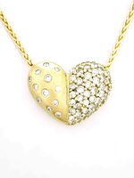  Symbol of Love: 14K Yellow Gold and Diamond 2.0 ctw Heart Pendant Necklace 