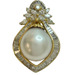Vintage 18K Yellow Gold Pearl Pendant with Diamonds 3.53 ctw