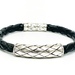 Bold John Hardy Sterling Silver and Black Leather Men's Bracelet 8"