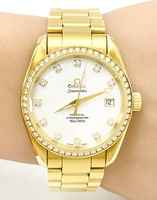 Omega Seamaster Aqua Terra 36.2mm in 18K Gold with Diamond Bezel Mother of Pearl