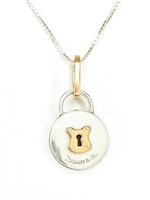Tiffany & Co. Cadena Sterling Silver 18K Rose Gold Round Lock Pendant 16"