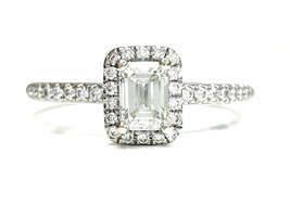 Dazzling 14K White Gold Emerald Cut 1.0 ctw Diamond Engagement Ring Size 6