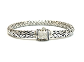 Lavish John Hardy 18K .925 Bracelet .10 ctw Diamond Russian Weave 7.25"