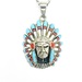 Native American Silver Headdress Turquoise and Mother of Pearl 20" Chain