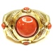 Pinnacle of Glamour: 14K Yellow Gold Coral Ring Size 6