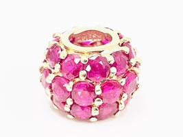 Divine Luxury: 14K Gold Plated Bead Pendant with Red Stones