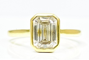 Captivating 18K Yellow Emerald Cut Lab Grown 1.75 ctw Diamond Ring Size 5.5
