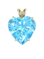 Magical 14K Yellow Gold Blue Topaz Heart Pendant