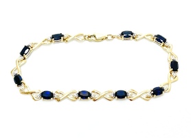 Ethereal 10K Yellow Gold Diamond and Sapphire Bracelet 7.5"