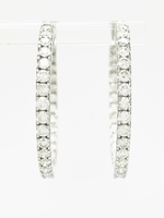 Opulent 14K White Gold Inside-Outside 3.60 ctw Diamond Hoop Earrings