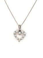 Exquisitely Crafted: 14K White Gold .25 ctw Diamond Heart Necklace 17" 