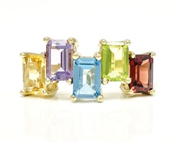 Magnificent 14K Yellow Gold Multi-Color Gemstone Ring Size 8