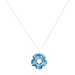 Ethereal 14K White Gold Blue Stone and .05 ctw Diamond Flower Necklace 18"