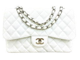 Epitome of Luxury: White Chanel Jumbo Caviar Classic Single Flap